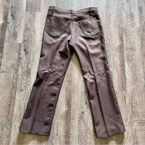 Vintage Levi's chocolatebrown polyester twill pants (Style 698M/66475-4) W38 L32